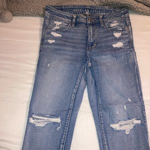 American eagle womens 6 next level stretch high rise jegging crop worn ripped